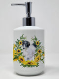 Caroline's Treasures CK2864SOAP Borzoi in Sunflowers Ceramic Soap Dispenser Hand Soap Dispenser Pump Bottles for Bathroom Kitche