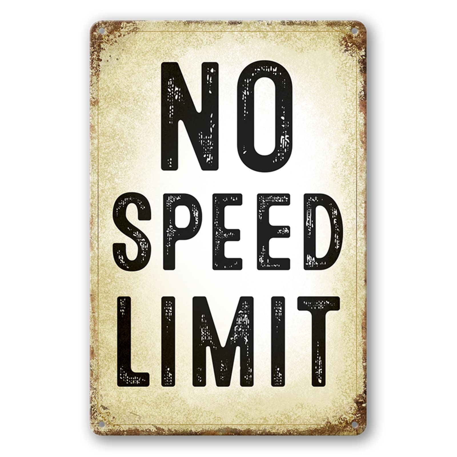 Vintage Metal Tin Signs For Garage Funny No Speed Limit Sign Man Cave Car Signs Street Road Sign For Men Room Bedroom Decor Shop