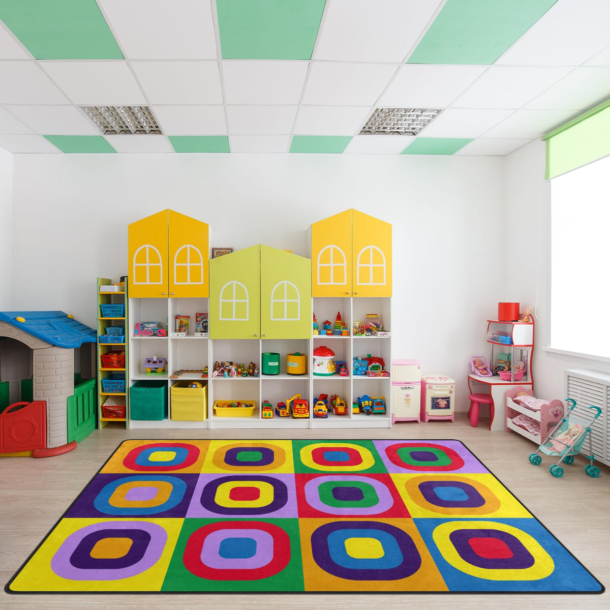 Engree Kids Rug, Classroom Carpets Playmat Rugs - 5X7 Ft Kids Carpet With Rubber Backing, Colorful Children'S Classroom Seating