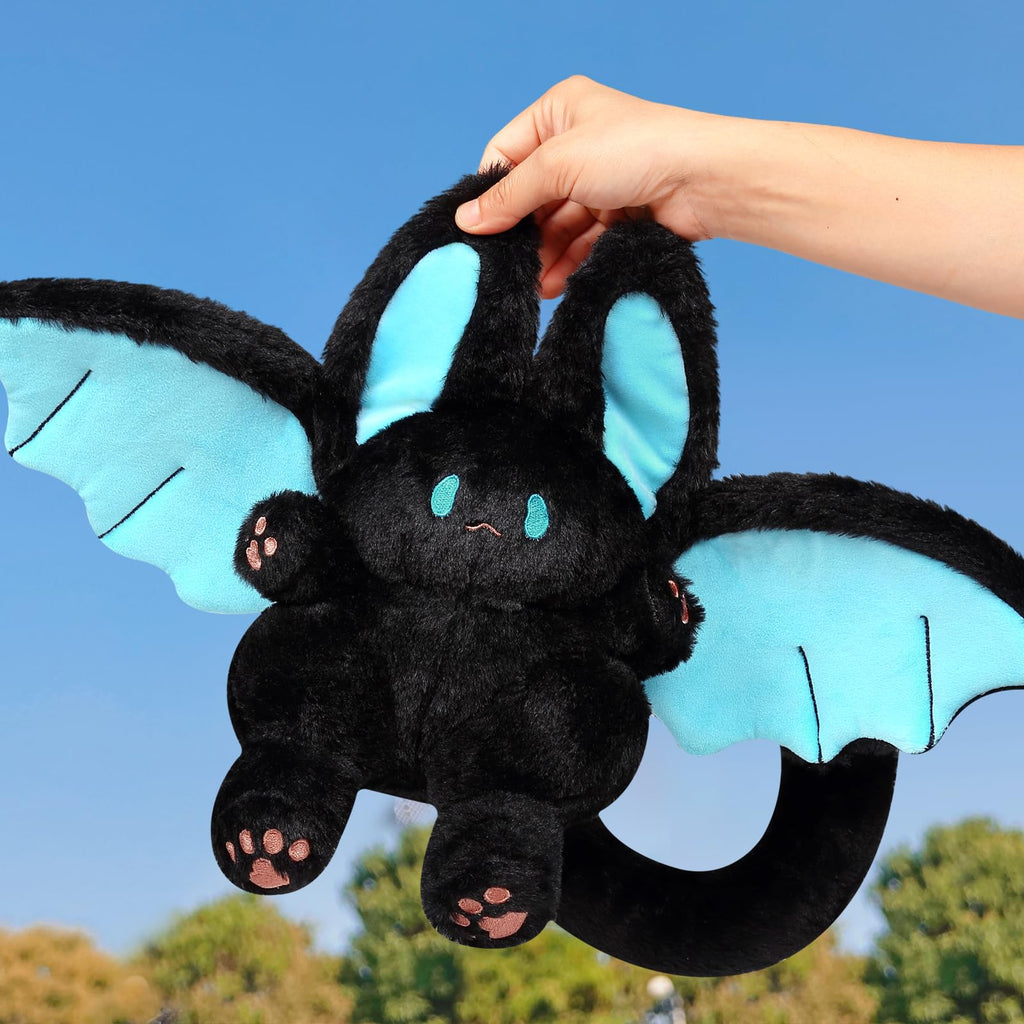 Peach Cat Kawaii Bat Bunny Plush Pillow Cute Bat Rabbit Stuffed Animal For Kids Black 12'