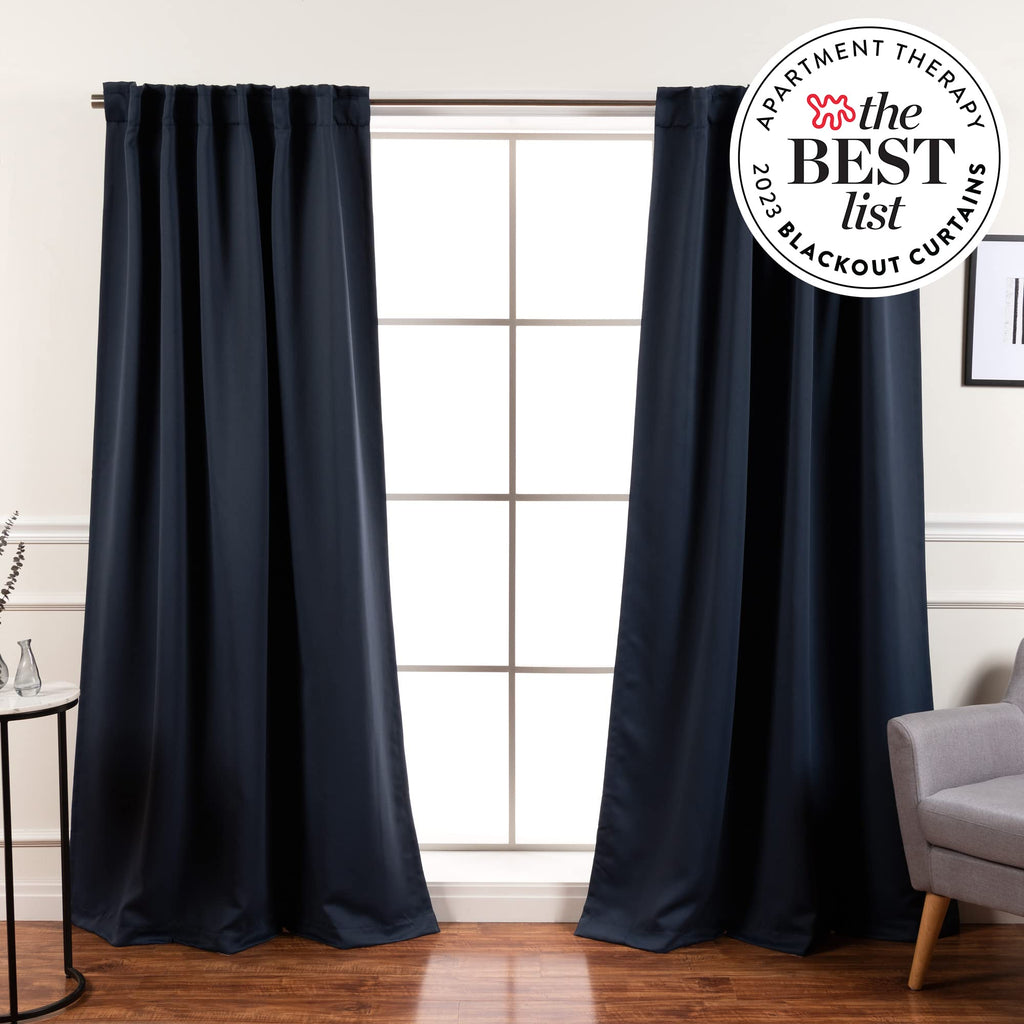 Best Home Fashion Premium Blackout Curtain Panels - Solid Thermal Insulated Window Treatment Blackout Drapes For Bedroom - Back
