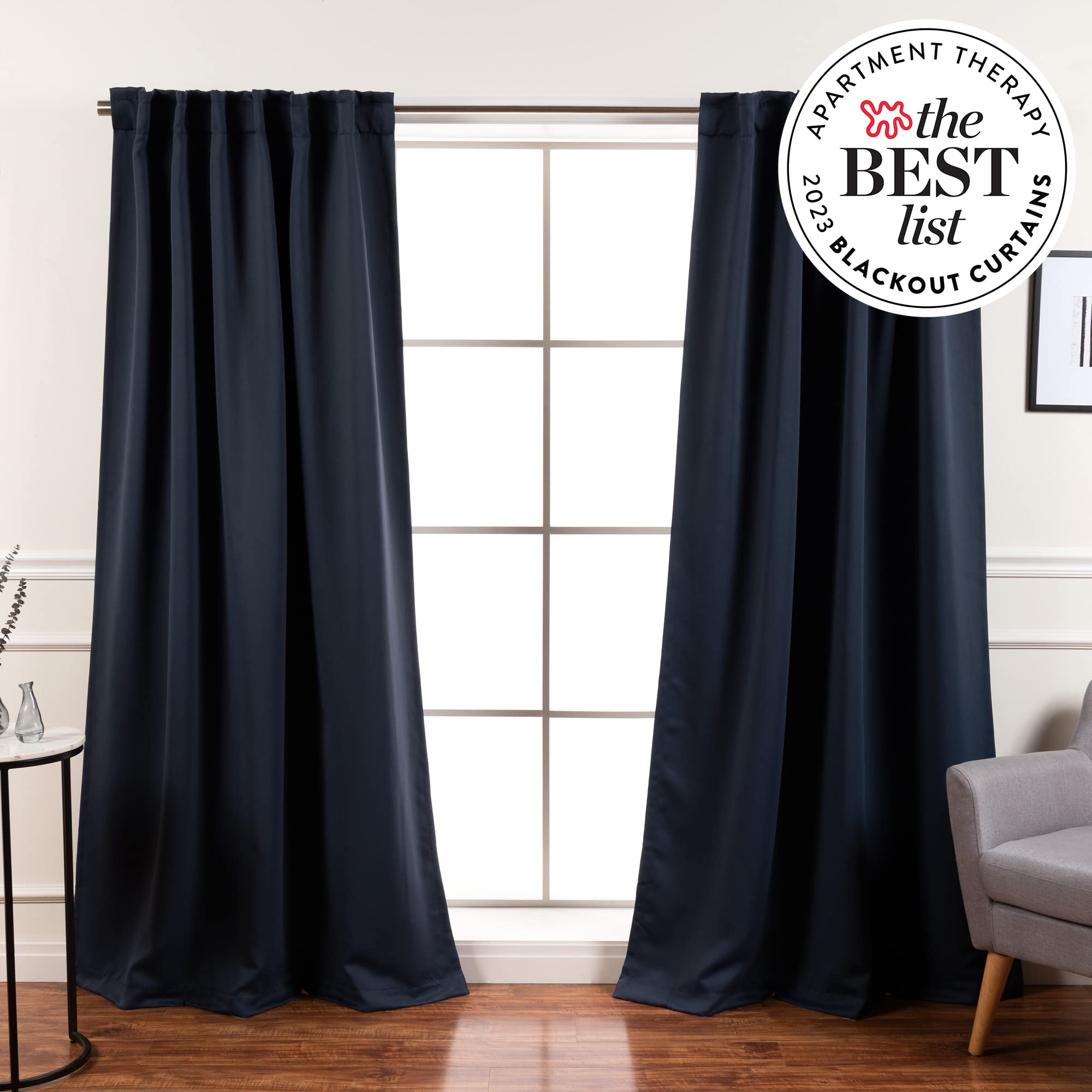 Best Home Fashion Premium Blackout Curtain Panels - Solid Thermal Insulated Window Treatment Blackout Drapes For Bedroom - Back