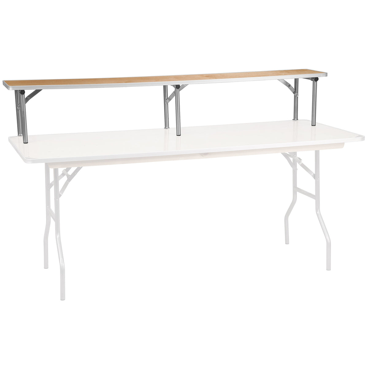 Flash Furniture Amara 72&quot; X 12&quot; X 12&quot; Birchwood Bar Top Riser With Folding Silver Legs, Wooden Foldable And Portable Riser For Event And Bar Tables