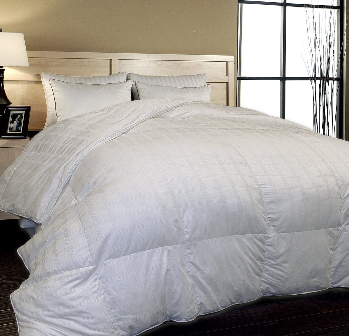 Blue Ridge Home Fashion 600 Thread Count Cotton Windowpane Duraloft Down Alternative Comforter, King