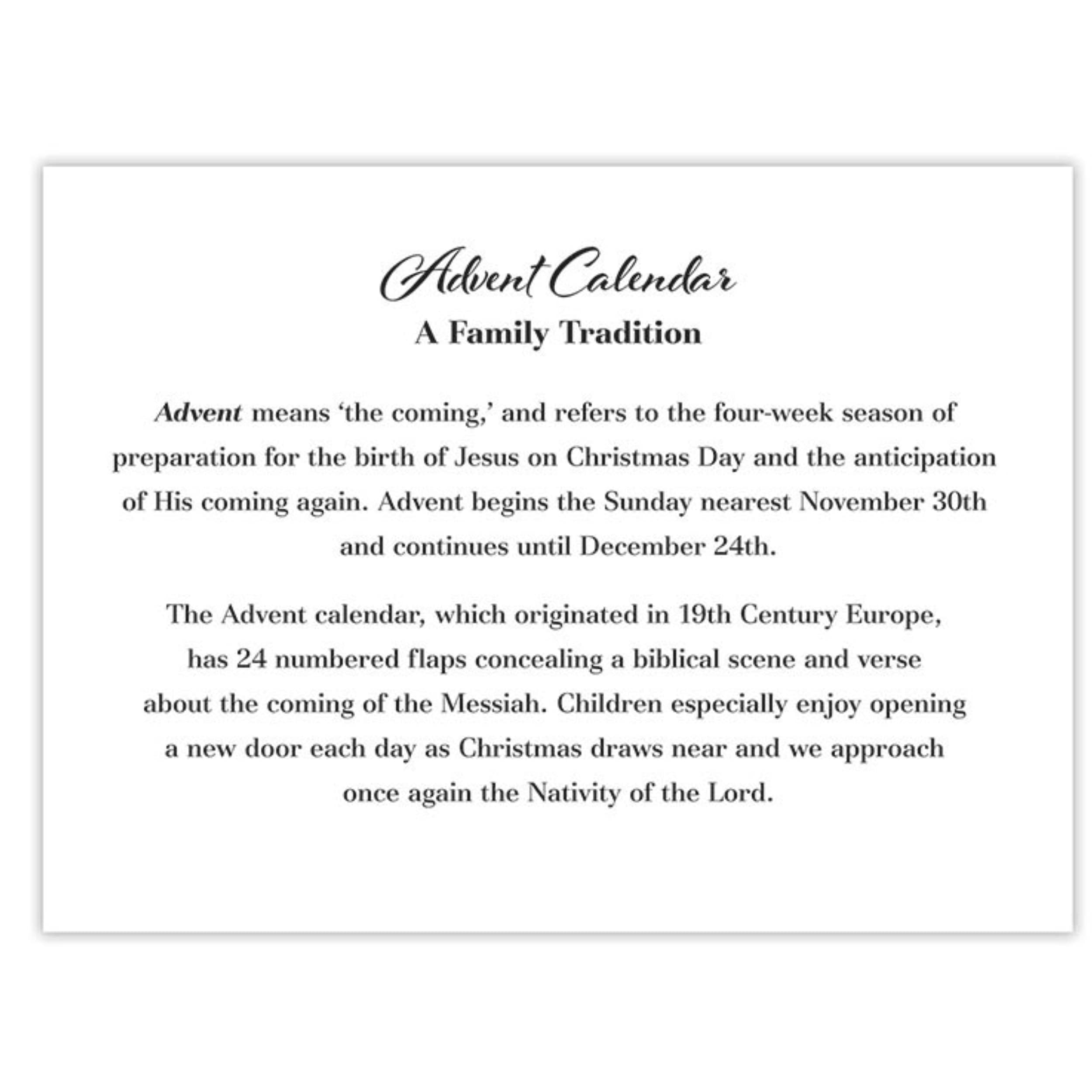 Countdown To Christmas 2024 Religious Advent Calendar, Traditional Nativity Scene Full Color Artwork, 24 Door Tabs Fun Education
