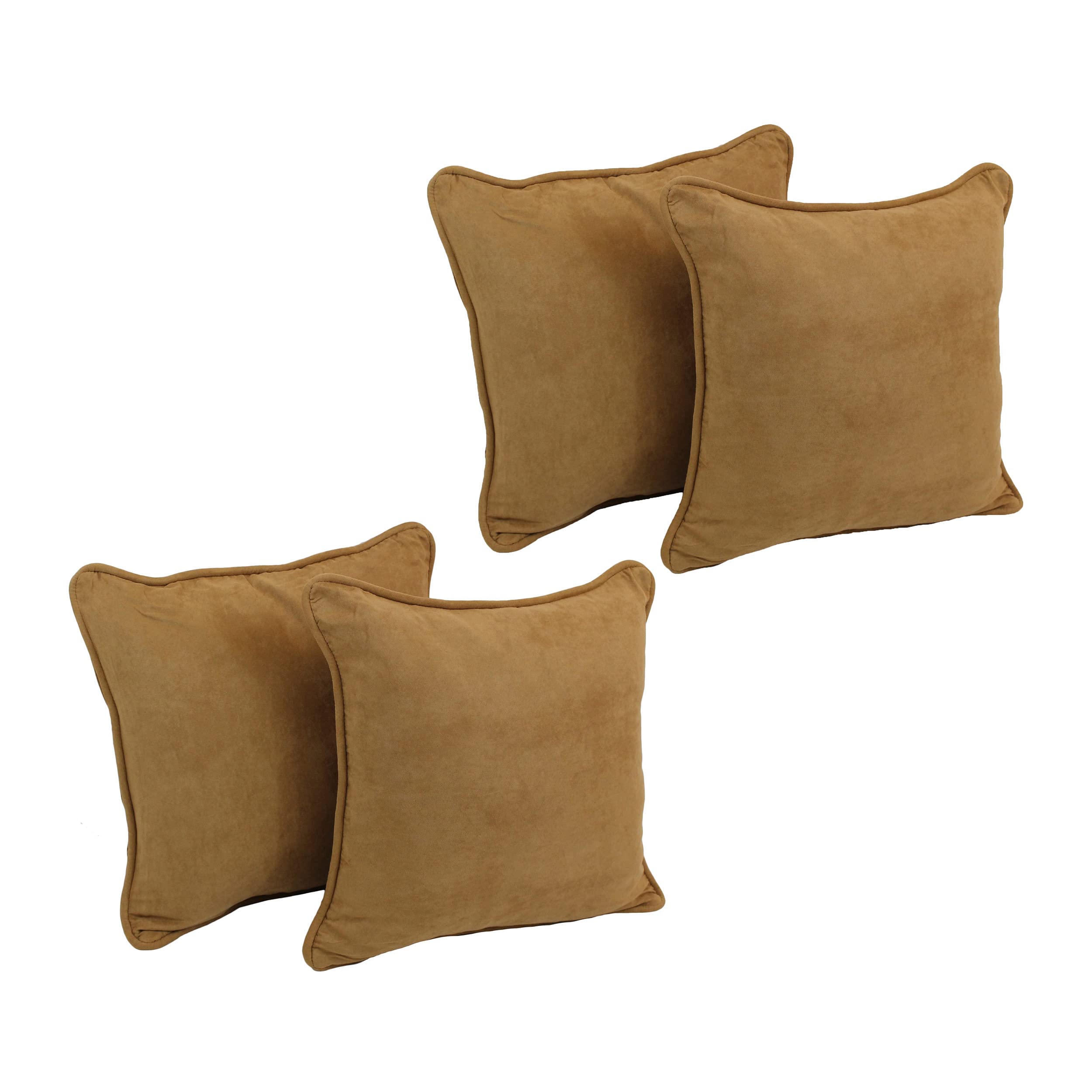 Blazing Needles Corded Microsuede Throw Pillow, 18", Camel 4 Count