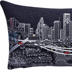 HomeRoots Grey 35' Black Houston Nighttime Skyline Lumbar Decorative Pillow