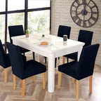 Jqinhome 6 Pcs Dining Chair Slipcover,High Stretch Removable Washable Chair Seat Protector Cover For Home Party Hotel Wedding Ceremony (Navy Blue)