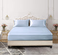SiinvdaBZX 3-Piece Set Satin King Fitted Sheet & 2 Pillowcase, Baby Blue Silky Soft Fitted Bottom Sheet, Wrinkle Free, Fade Resi