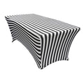 Your Chair Covers - 8 Ft Rectangular Fitted Spandex Tablecloths, Stretch Elastic Table Cover For Long Patio, Party, Birthday, Vendor Table - Black/White Striped