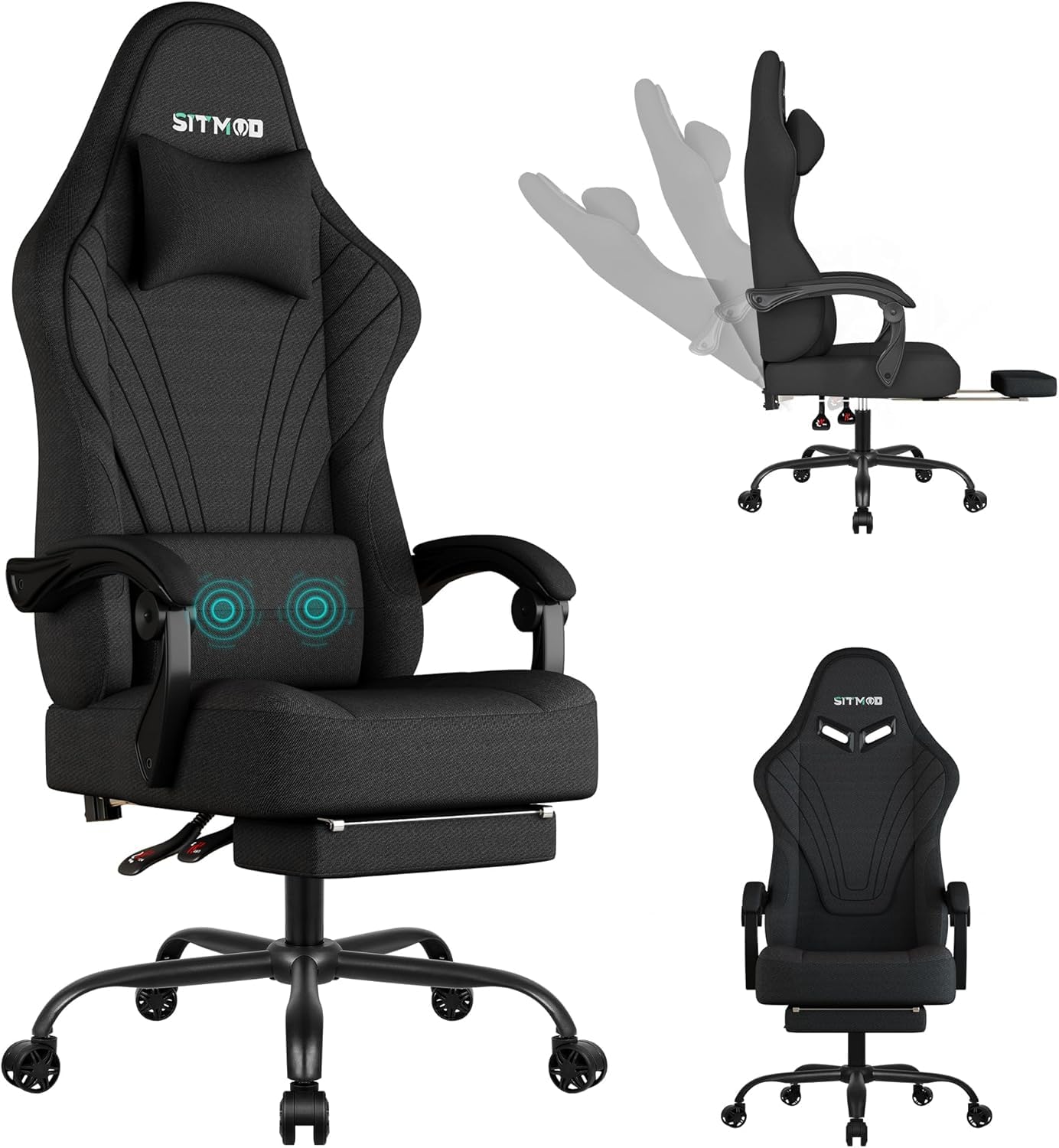 Gaming Chair, Big and Tall Gaming Chairs for Adults with Footrest and Lumbar Support, Comfortable Ergonomic Fabric Computer Chai