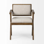 HomeRoots Cream Fabric Wrap with Medium Brown Wooden Frame Dining Chair