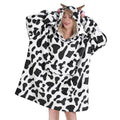 Fiosnow Cow Print Blanket Hoodies For Women And Men Adult Oversize Wearable Blanket Hoodies For Soft And Warm