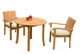 3 PC A Grade Outdoor Patio Teak Dining Furniture Set - 36 Round Table & 2 Naples Stacking Arm Chairs