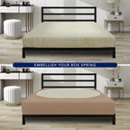 Purefit Stretchy Box Spring Cover Full - Elastic Fitted Box Spring Wrap Around 4 Sides, Wrinkle & Fading Resistant Fits Full Size Beds, Camel