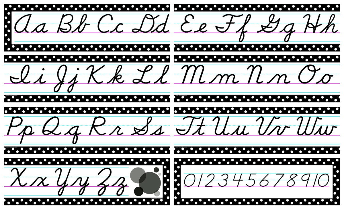 Teacher Created Resources Black Polka Dots Cursive Mini Bulletin Board Set 21' X 6'
