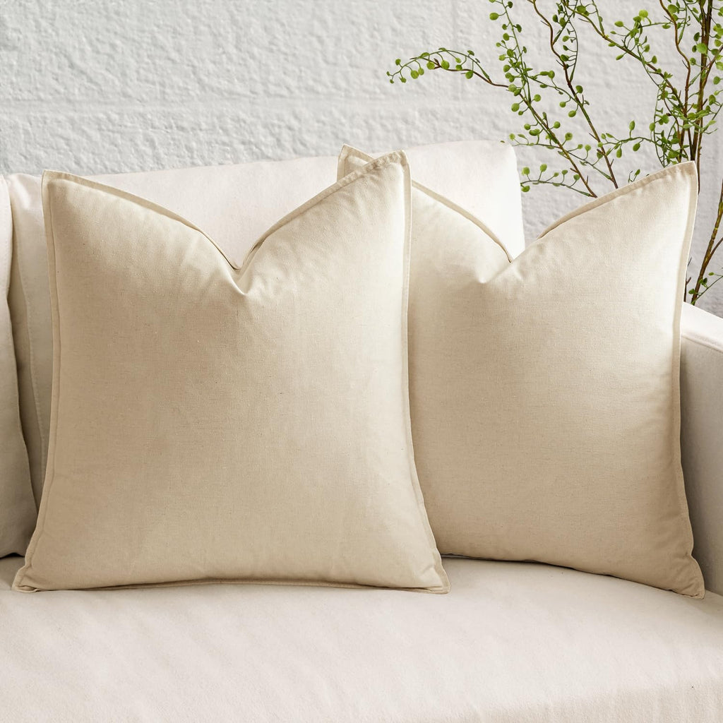 Miulee Pack Of 2 Beige Pillow Covers 26X26 Inch Decorative Couch Throw Pillow Covers Linen Cushion Covers Set Modern Farmhouse Home Decor For Sofa Living Room Bed