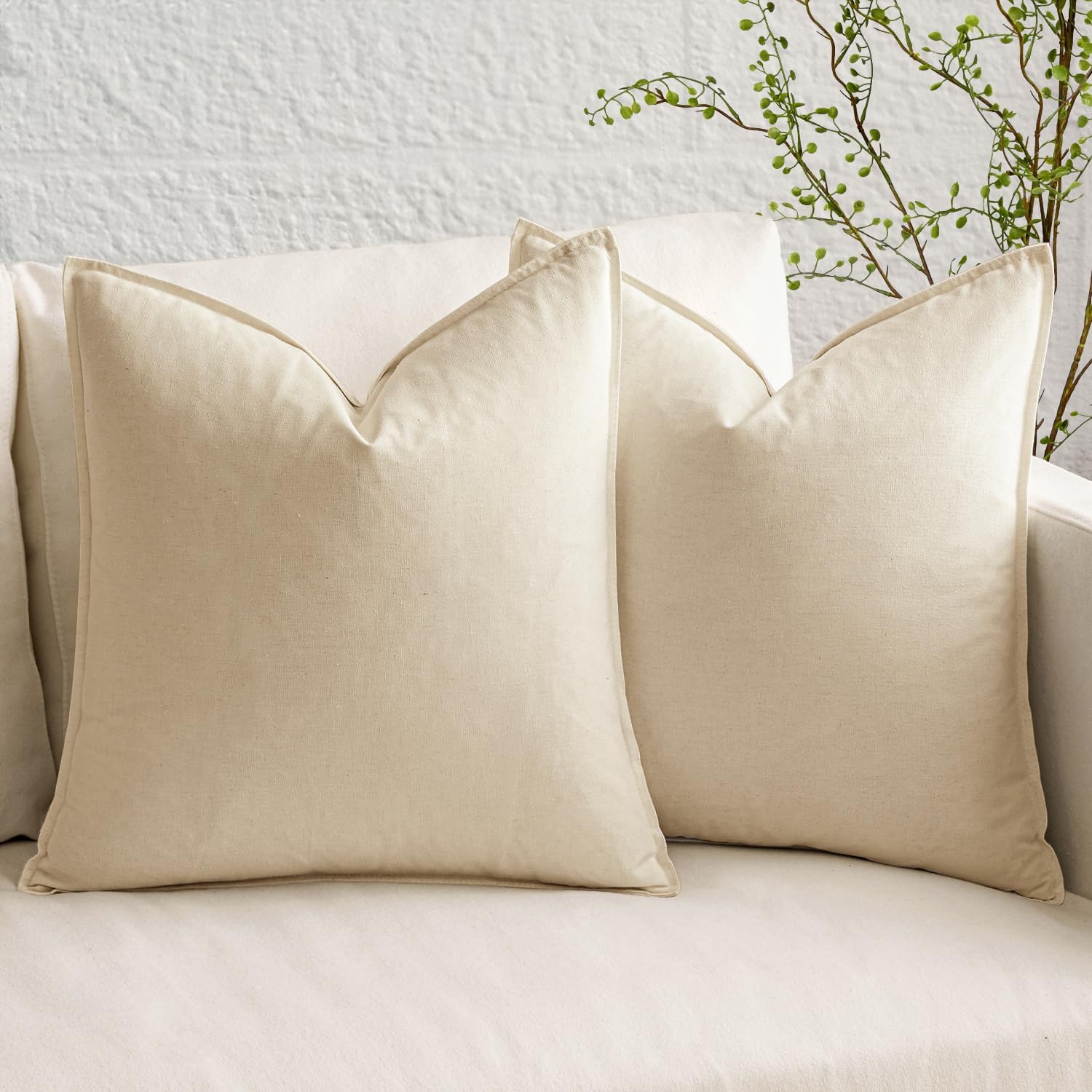 Miulee Pack Of 2 Beige Pillow Covers 26X26 Inch Decorative Couch Throw Pillow Covers Linen Cushion Covers Set Modern Farmhouse Home Decor For Sofa Living Room Bed