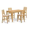 East West Furniture CACF5H-OAK-C 5 Piece Counter Height Dining Set Includes a Rectangle Kitchen Table and 4 Linen Fabric Upholstered Dining Chairs, 36x60 Inch, Oak