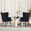Furnimart Accent Chairs Set Of 2, Black Velvet Chair Reading Chair Armchair With High Backrest, Wingback Corner Chair Mid Centur