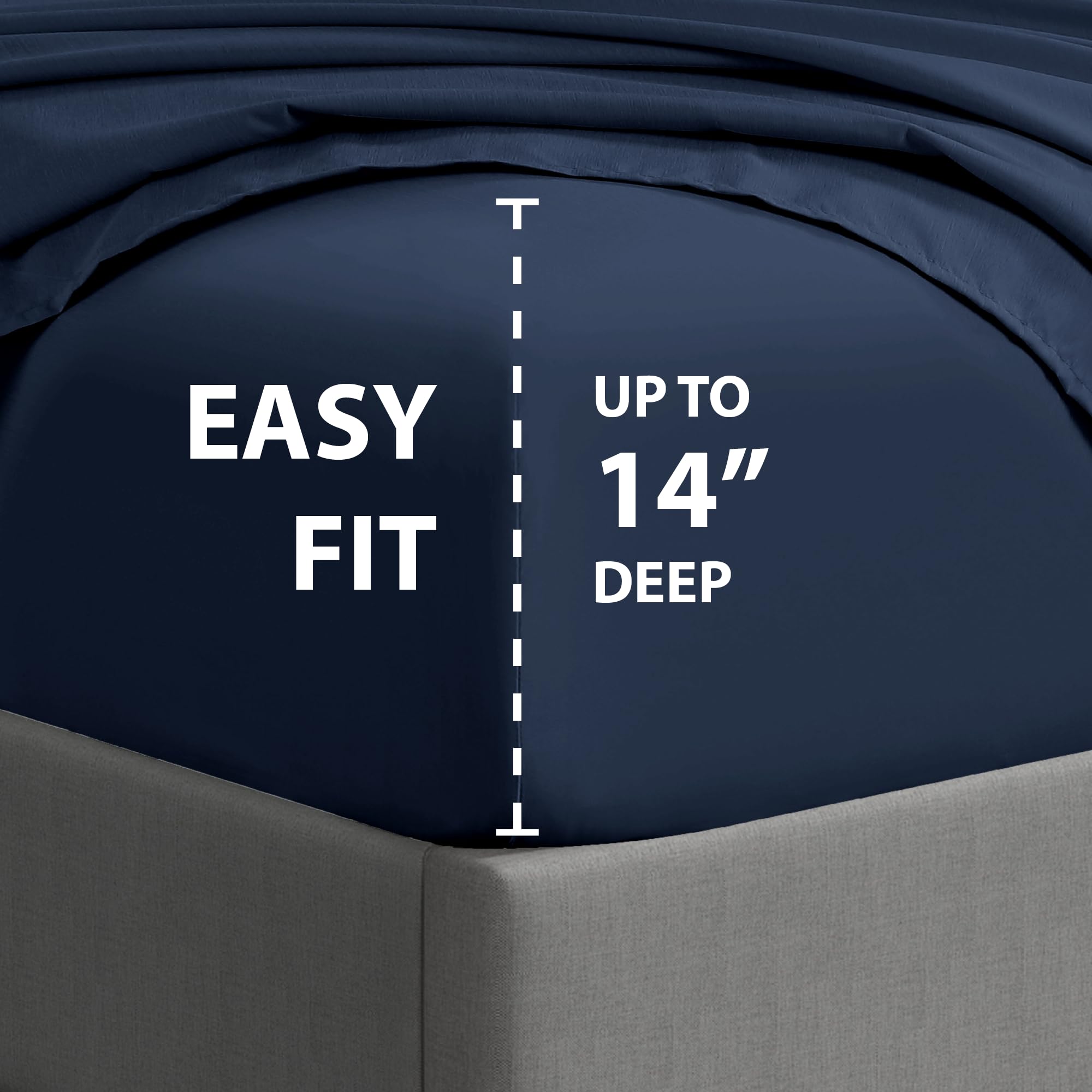 Cathay Home Essentials Ultra Soft Hypoallergenic Wrinkle Resistant Double Brushed Microfiber Bedding Sheet Set, Navy, Queen