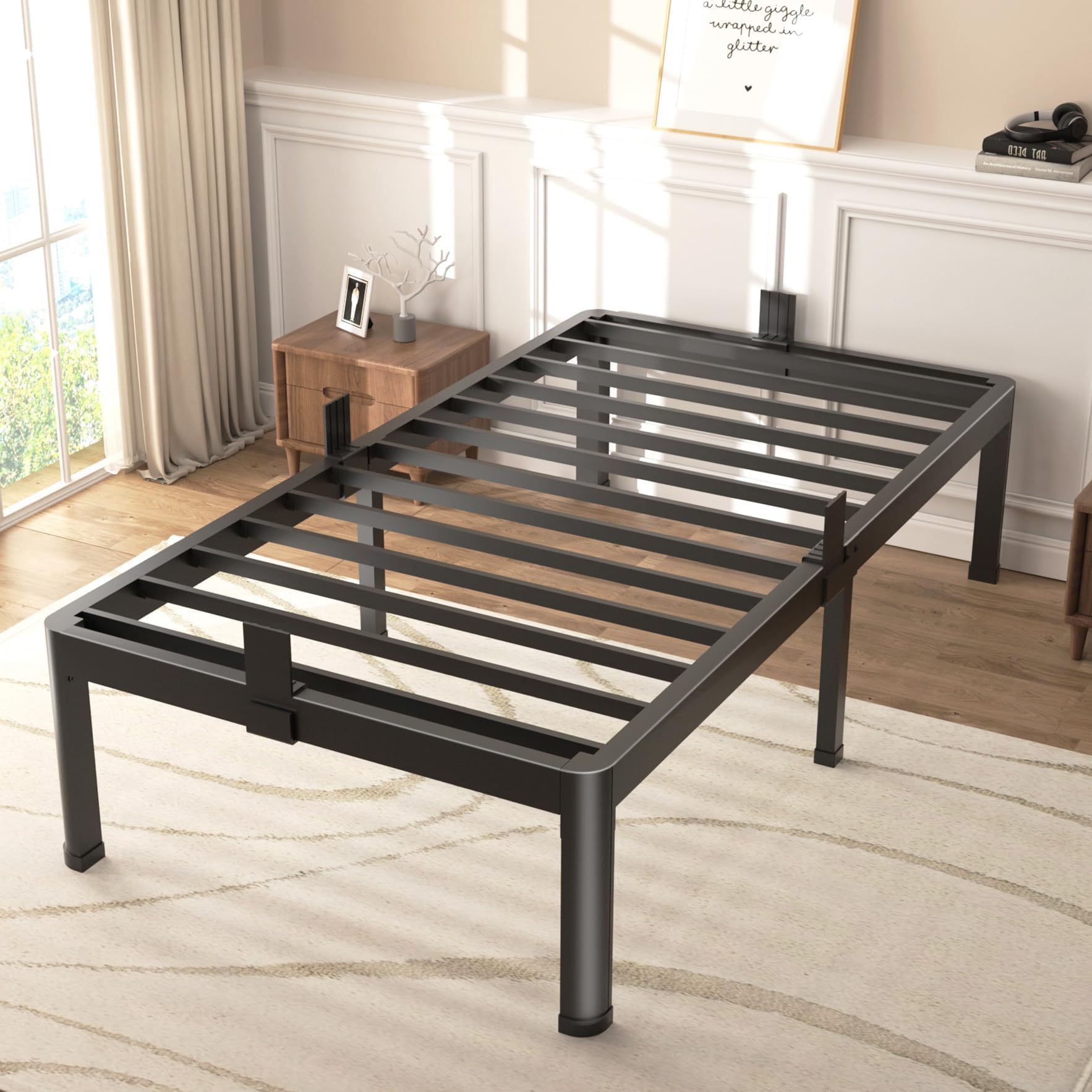 Fuiobyvv Twin Xl Bed Frames With Round Corner Edge Legs 14 Inch High 3500 Lbs Heavy Duty Metal Platform Bed Frame Twin Size No B