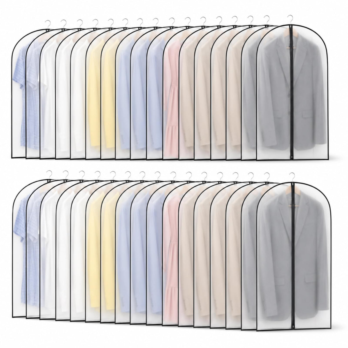 Amylove 40 Pcs 40 Suit Garment Bags for Closet Storage and Travel