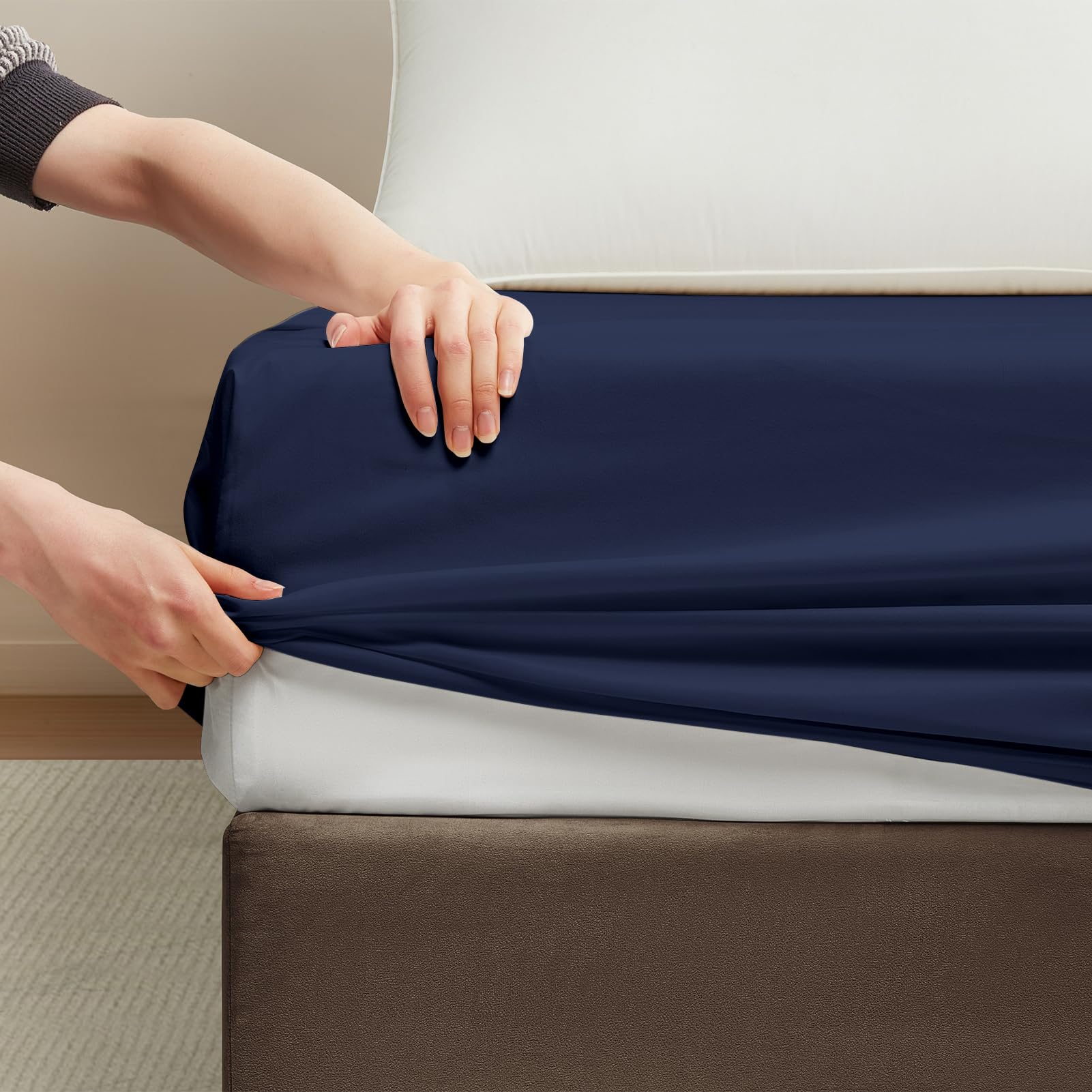 Maple&Stone King Fitted Sheet Only - Bulk Pack Of 6 Bottom Sheets - Premium Soft & Breathable, Brushed Microfiber Fabric For Kin