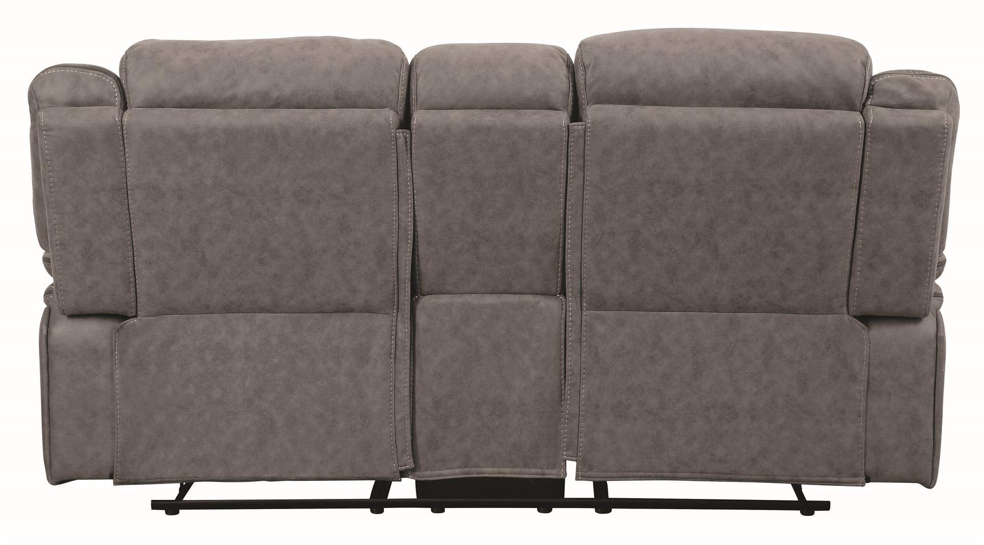 Coaster Home Furnishings Houston Motion Loveseat with Cupholder Storage Console Grey Furniture Piece, Finish (Model: 602262)