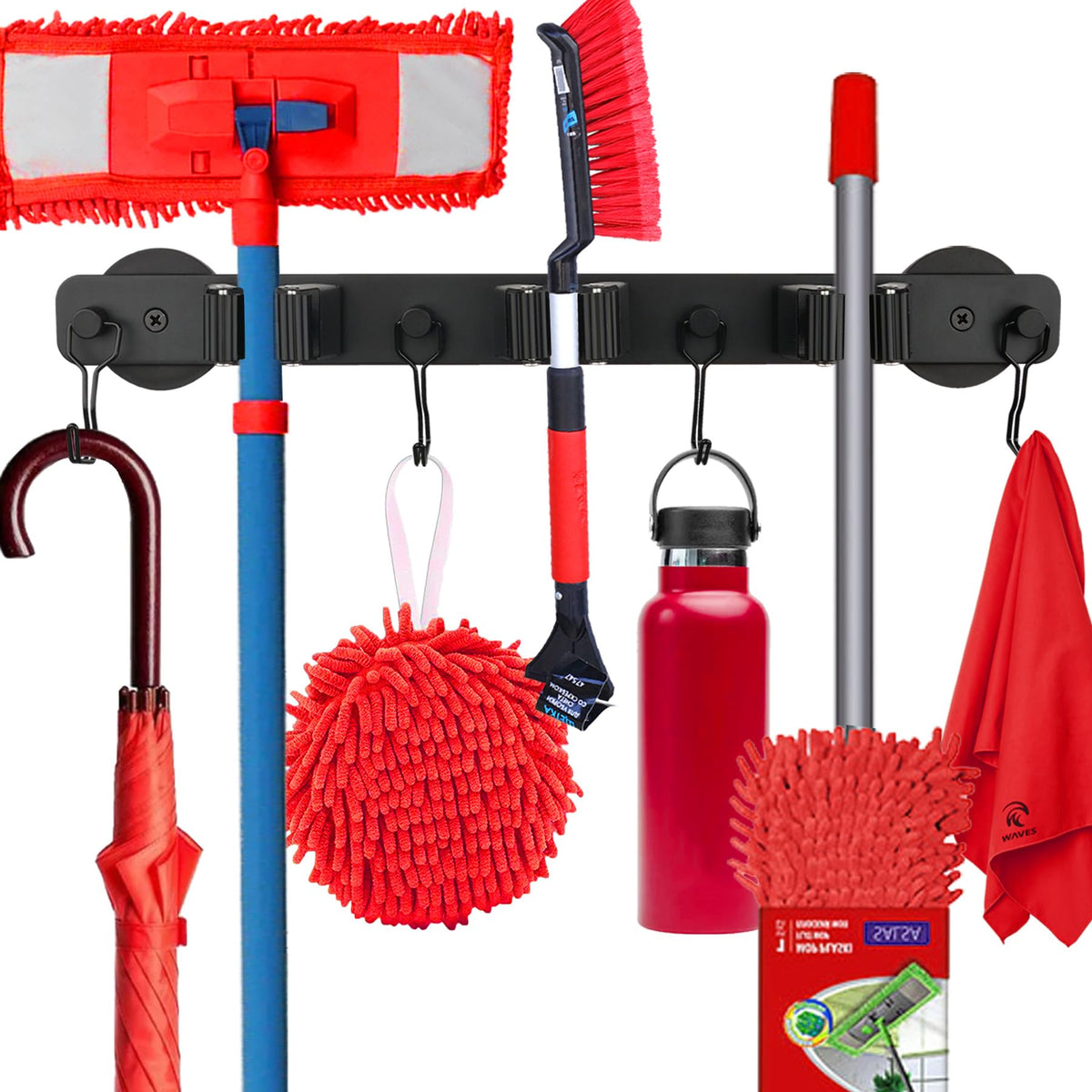 UNUSFIRE Magnetic Mop Broom Holder,Heavy Duty Movable Magnetic Wall Mount Tool Racks,No Drilling Utility Storage Shovel Hanger f