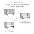 Babyletto Hudson 3-In-1 Convertible Crib With Toddler Bed Conversion Kit In Grey, Greenguard Gold Certified