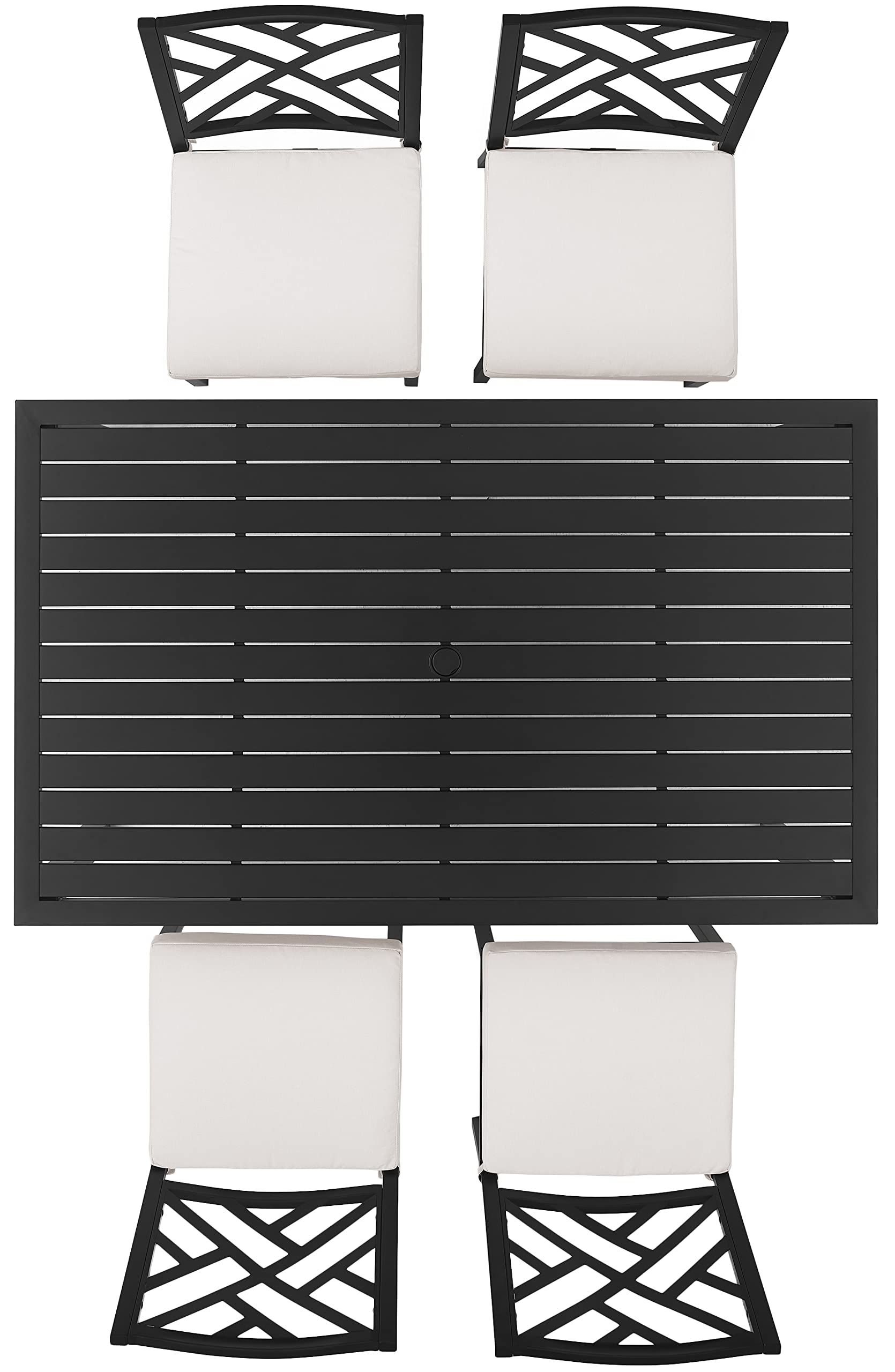 Crosley Furniture Locke 5-Piece Outdoor Dining Set for 4, Patio Table and Chairs for Backyard, Deck, Matte Black with Creme Cushions