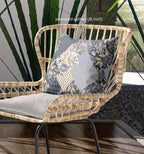 HomeRoots Dark Blue Yellow Broadcloth Blue Yellow Boho Floral Indoor Outdoor Throw Pillow