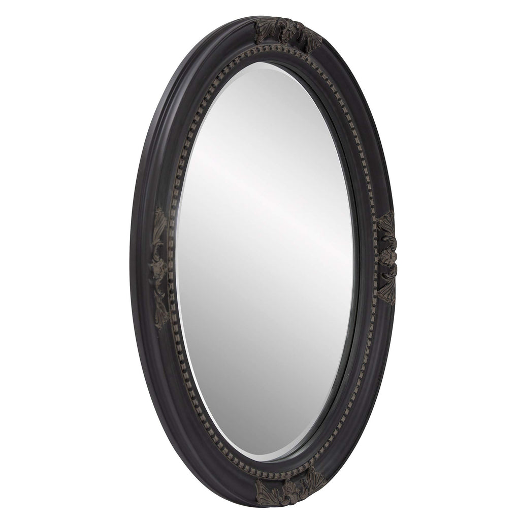 HomeRoots Oval Shaped Antique Black Finish Wood Frame Mirror