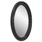 HomeRoots Oval Shaped Antique Black Finish Wood Frame Mirror