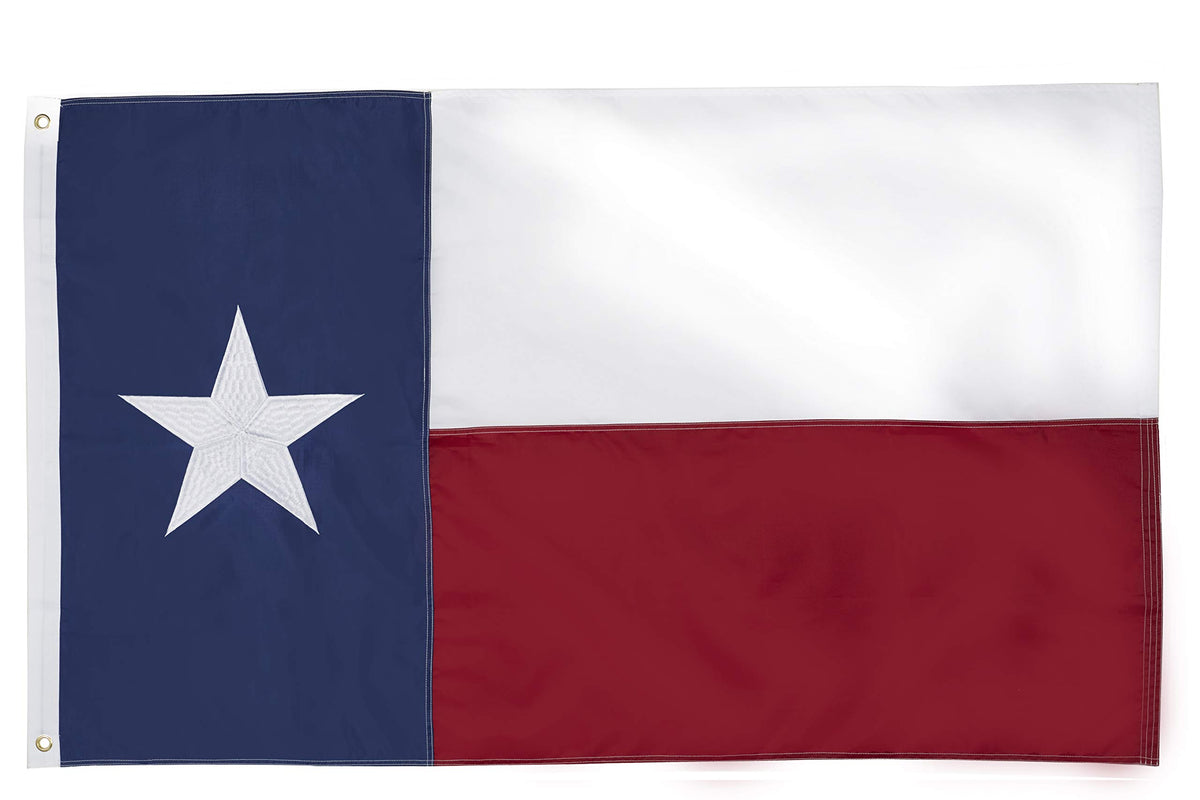 Texas Flag 4X6 Heavy Duty Outdoor - Embroidered Sewn Heavy Duty 100% Nylon Flags Vivid Color - Brass Grommets And 4 Stitch Hemmi