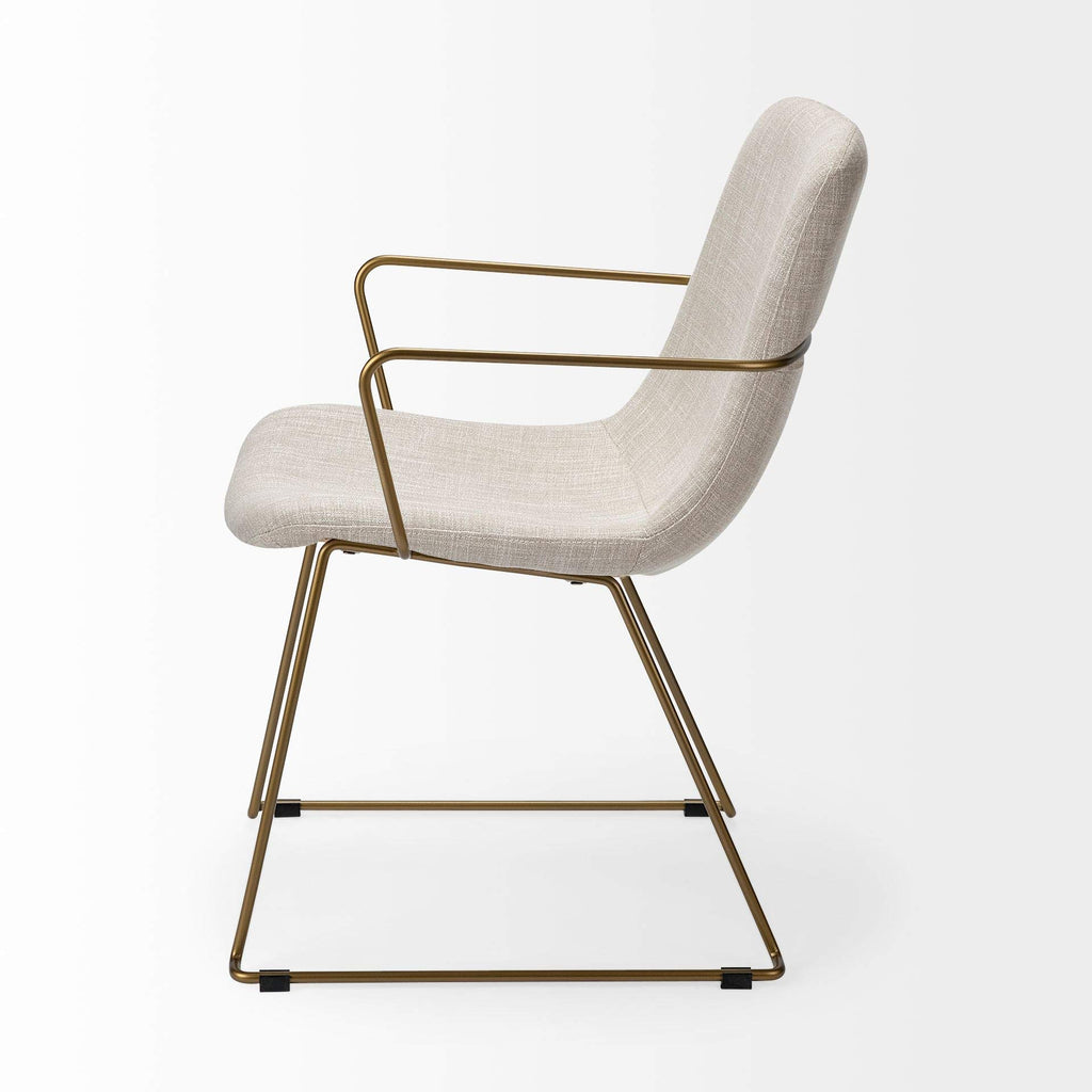 HomeRoots Cream Fabric Wrap with Gold Metal Frame Dining Chair