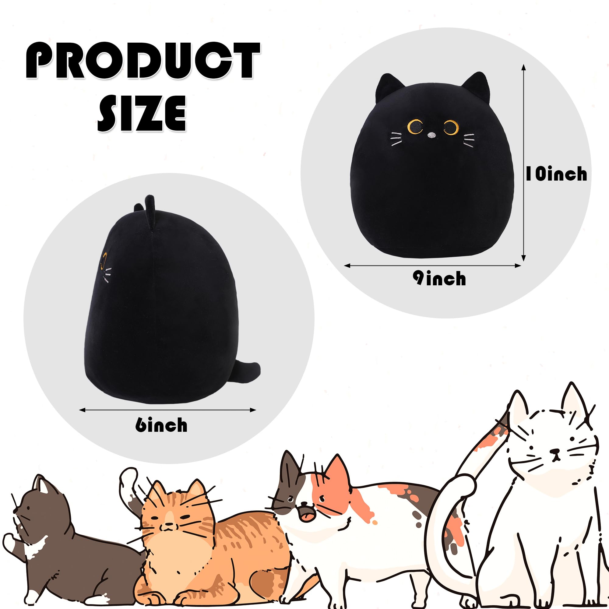 Sqeqe Cat Plush Pillow Kawaii Cat Stuffed Animal Fluffy Cartoon Cat Plushies Cat Plushie Doll Toys Soft Cat Shape Design Stuffed