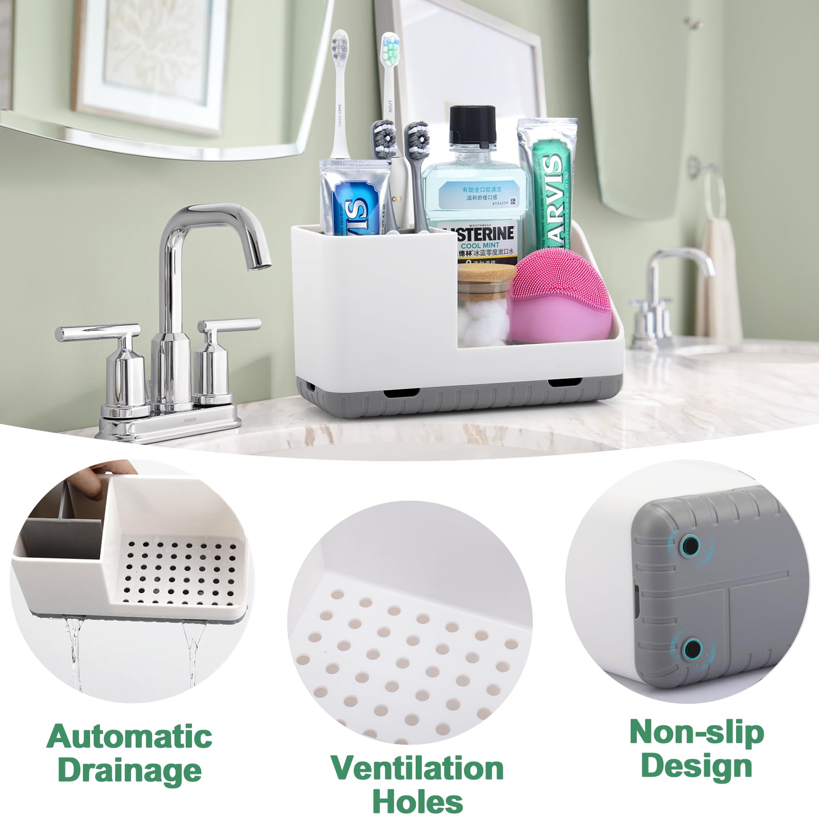 Parkmani Toothbrush Holders For Bathroom Countertop, Kids Electric Toothbrush And Toothpaste Holder, Bathroom Accessories Vanity