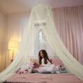 Bollepo Yellow Bed Canopy for Girls with Glowing Stars - Princess Yellow Baby Canopy for Bed, Netting Room Decor, Ceiling Tent, 