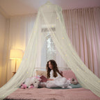 Bollepo Yellow Bed Canopy for Girls with Glowing Stars - Princess Yellow Baby Canopy for Bed, Netting Room Decor, Ceiling Tent, 