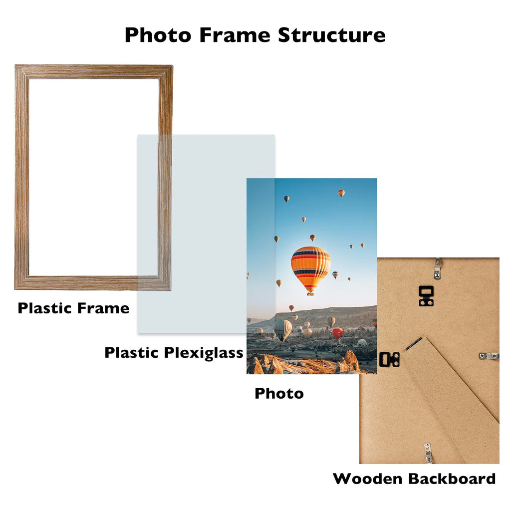 Jcjmy 7X11 Picture Frame Set Of 6 Rustic Brown For Wall Hanging Or Tabletop- Wall Mounting Horizontally Or Vertically, 7 X 11 Wa