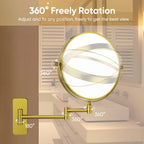Gurun 8' Wall Mounted Makeup Mirror With 7X Magnification,Two-Sided Swivel Bathroom Mirror,Brushed Gold Finish M1406Gj(8',7X)