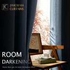 Jinchan Linen Textured 75% Blackout Curtain 96 Inch Length For Living Room Darkening Blue Bedroom Curtain Thermal Insulated Grommet Top Blue 1 Panel Window Curtain Drape