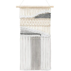 Mkono Macrame Wall Hanging Woven Boho Decor Gray Yarn Fringe Tassel Handmade Home Decoration for Bedroom Living Room Dorm Nurser