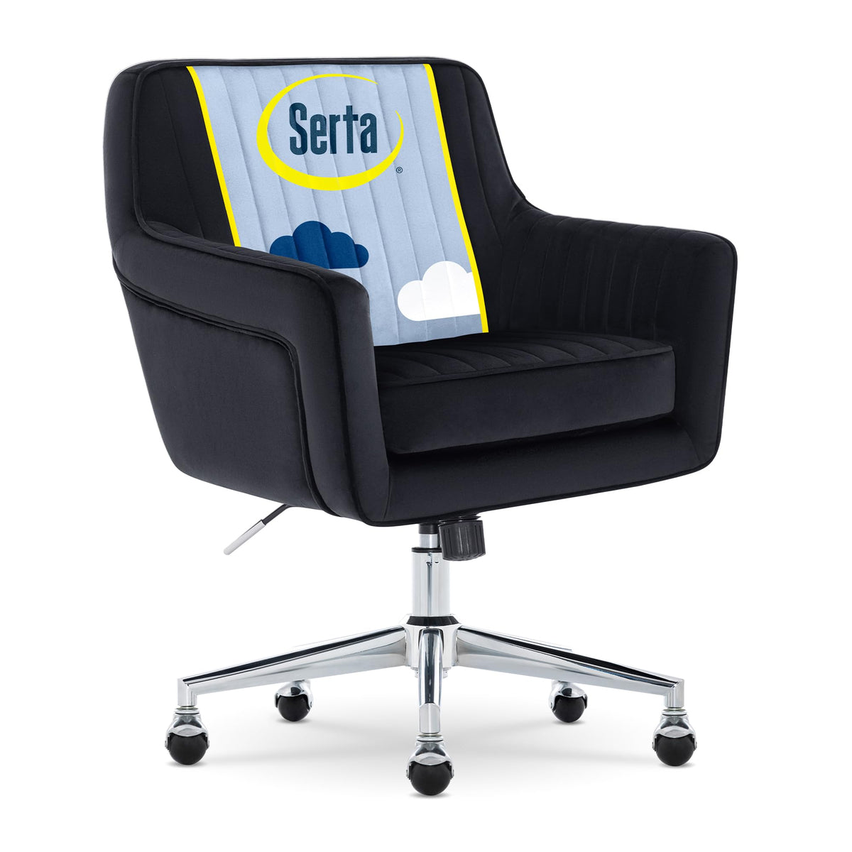 Serta Ashleigh Modern Office Chair, Channel-Tufted Design, Pocket Coil Seat Cushion, Stylish Mid-Century Accent Armchair, Women'