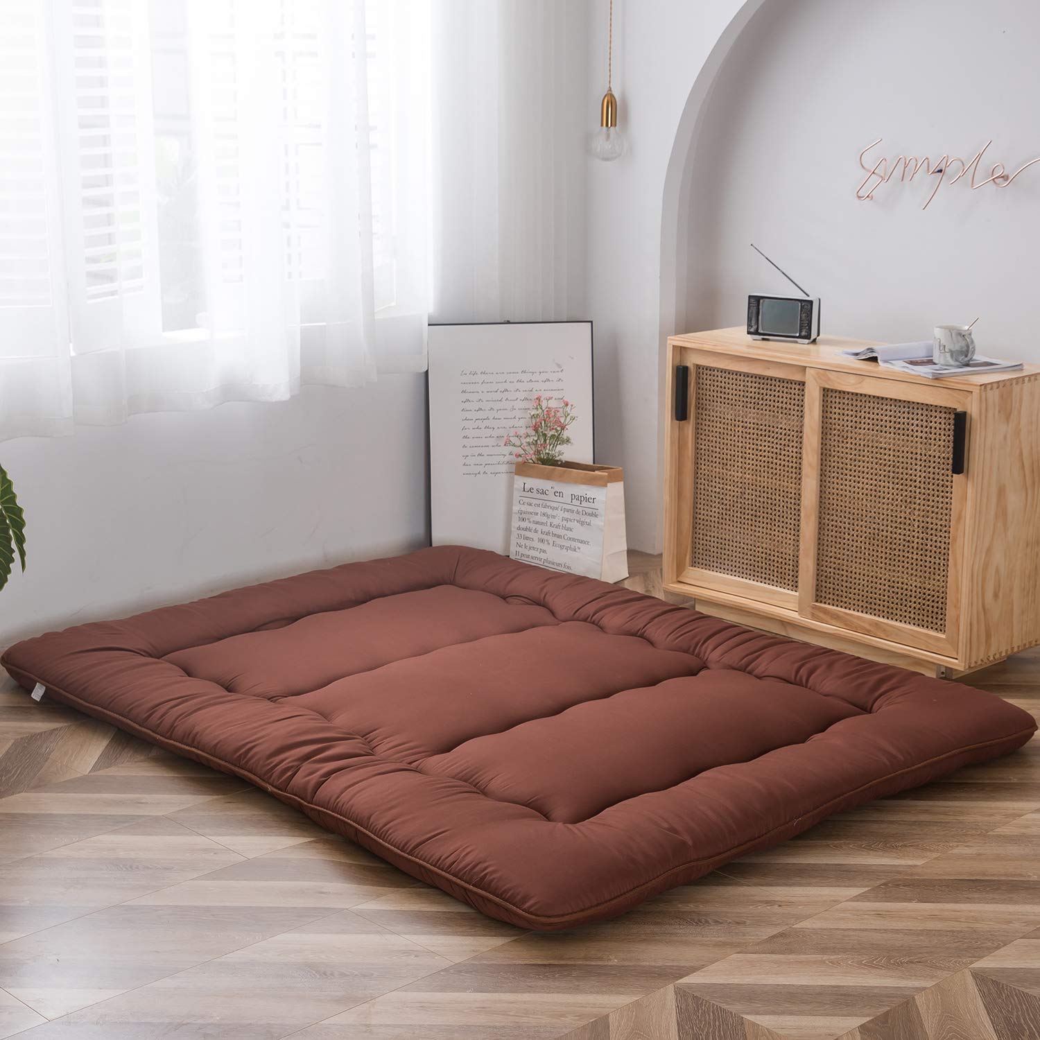 Maxyoyo Japanese Shiki Futon Mattress Floor Mattress Thicken Tatami Mat Sleeping Pad Roll Up Mattress Floor Lounger Bed Rolling