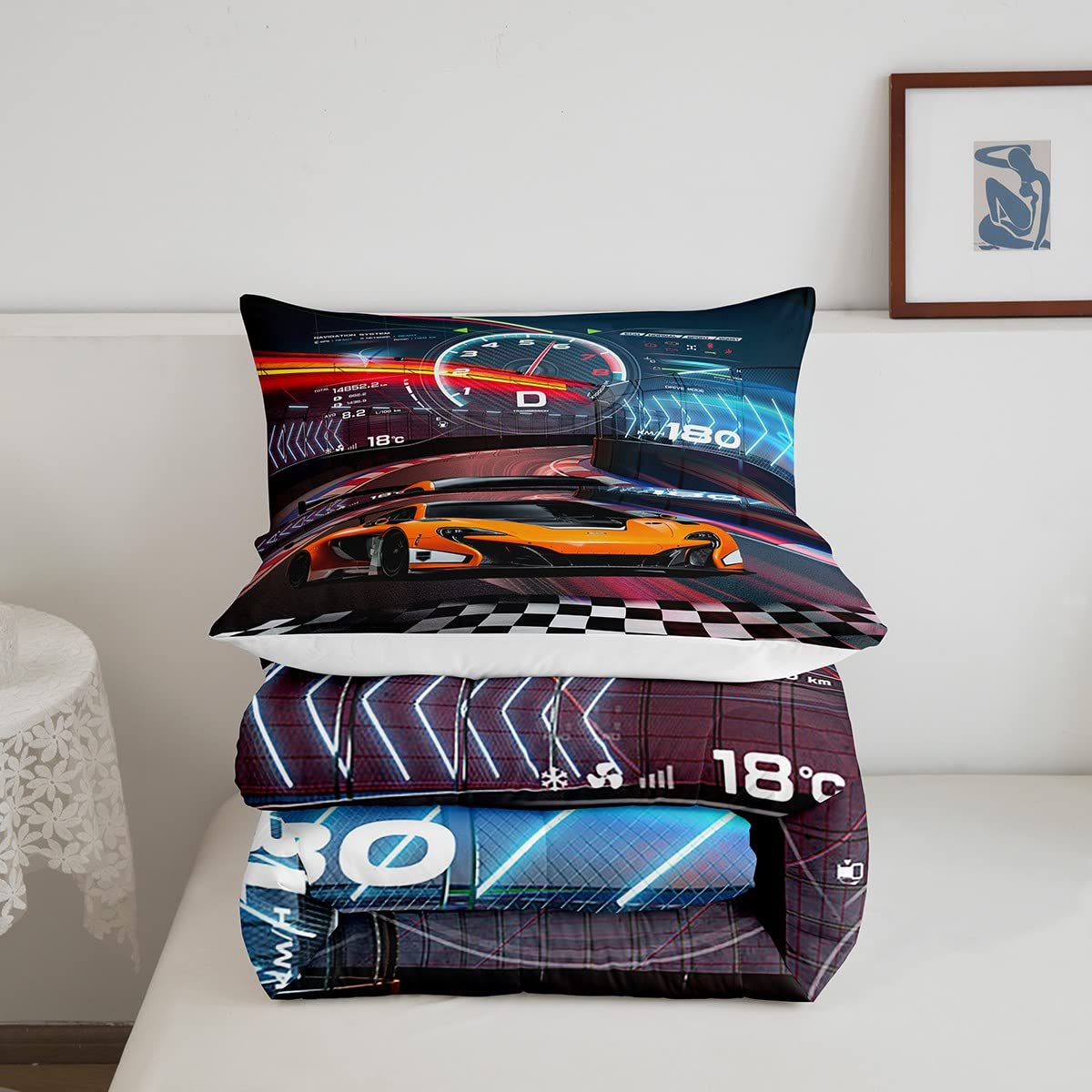 Feelyou Race Car Bedding Set Boys Extreme Sports Comforter Set For Kids Boys Cool Car Comforter Car Sports Quilt Set 1 Comforter