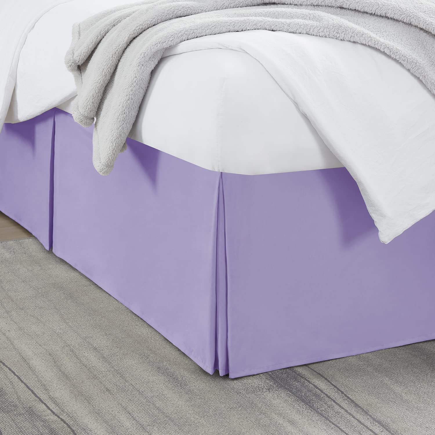 Nestl Lavender Full Bed Skirt - Full Size Bed Skirt 14 Inch Drop - Brushed Microfiber Bed Skirts - Hotel Quality Pleated Bed Ski