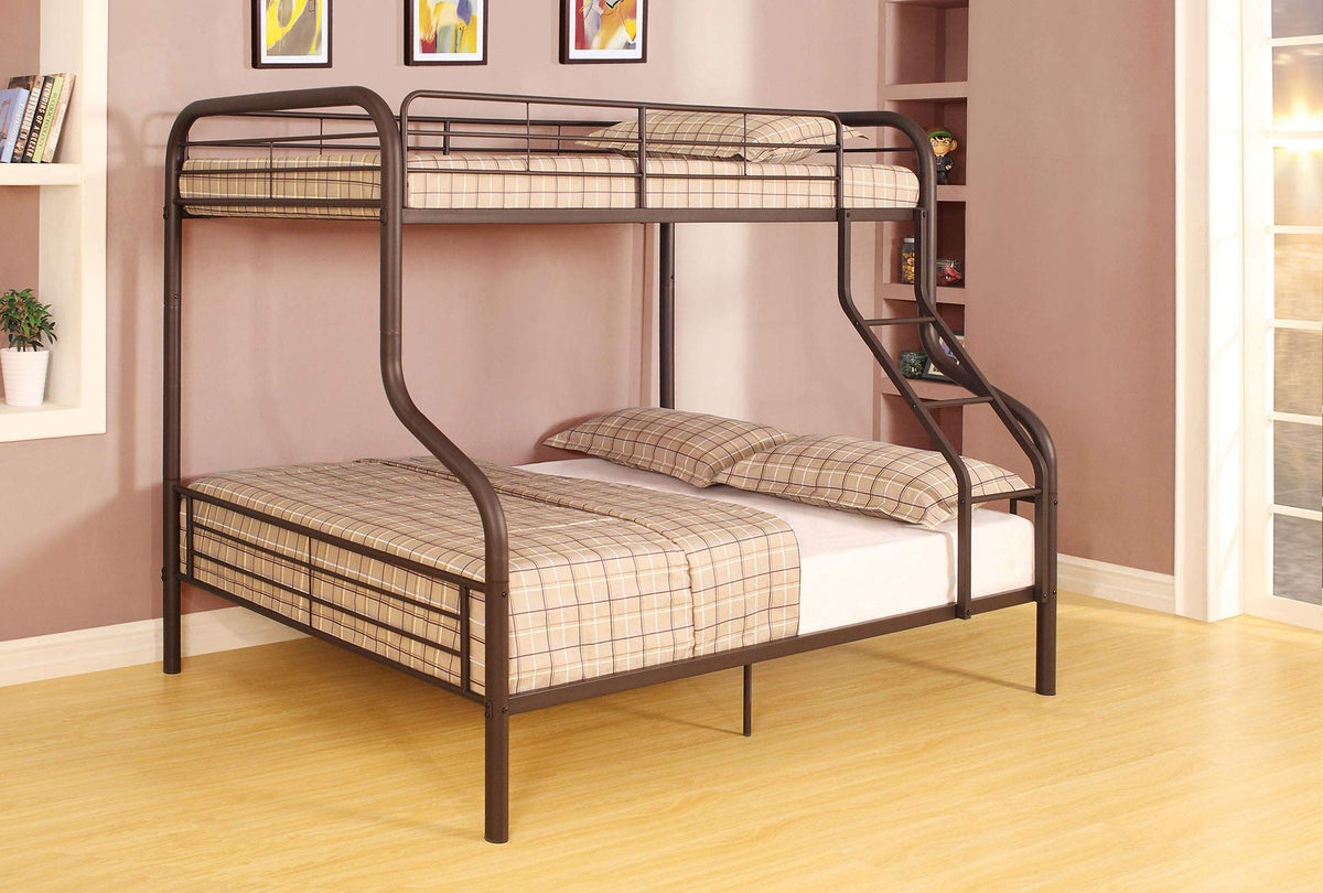 HomeRoots Metal Tube (Steel) 79' X 57' X 63' Twin Over Full Sandy Black Metal Tube Bunk Bed